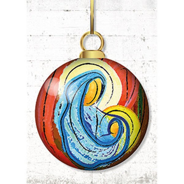 Wenskaart kerstbal Maria Jezus (F13024)