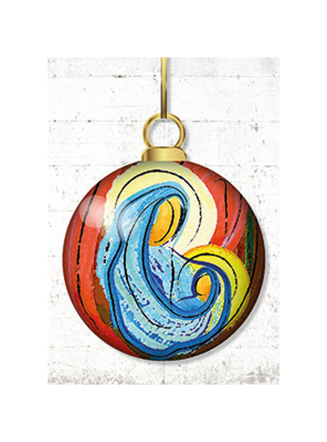 Wenskaart kerstbal Maria Jezus (F13024)