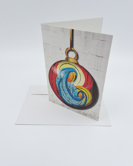 Greeting card Christmas ball Mary Jesus