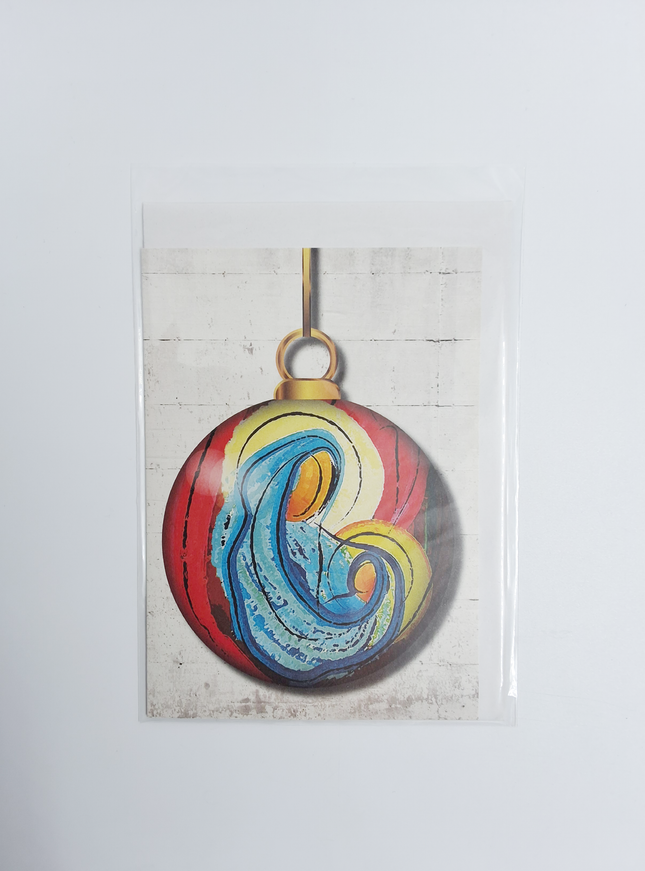 Wenskaart kerstbal Maria Jezus (F13024)