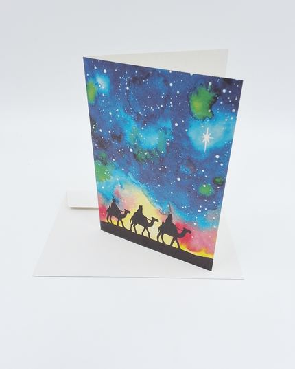 Three Kings greeting card with starry sky