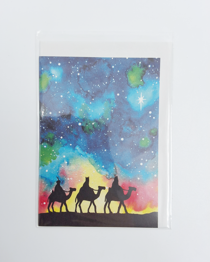 Three Kings greeting card with starry sky