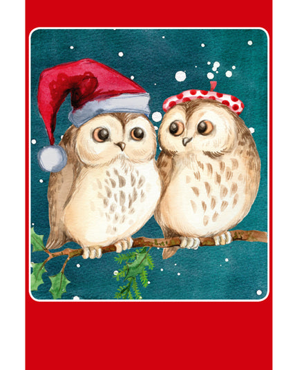 Kerstkaarten doosje 10x twee uilen (F13039)