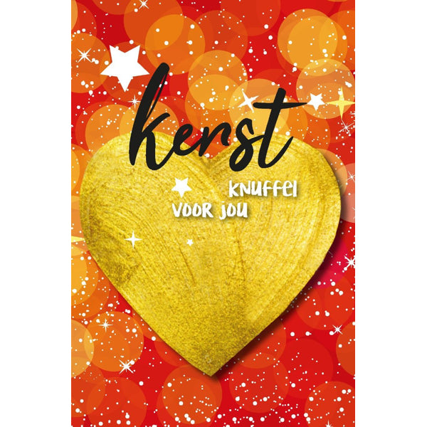 Wenskaart gouden hart (F13055)