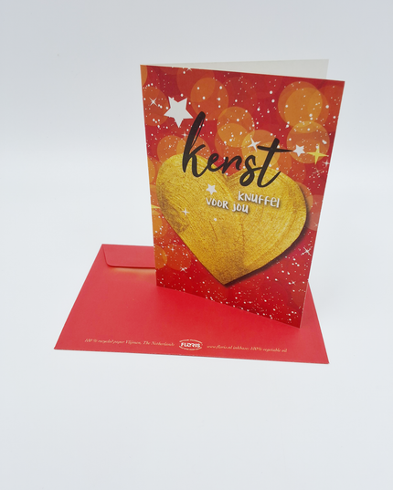 Wenskaart gouden hart (F13055)