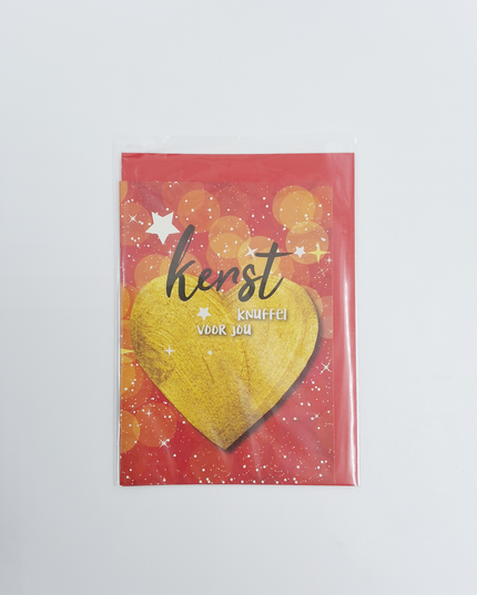 Wenskaart gouden hart (F13055)