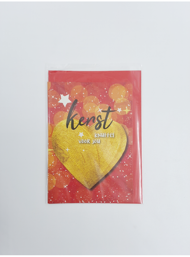Wenskaart gouden hart (F13055)