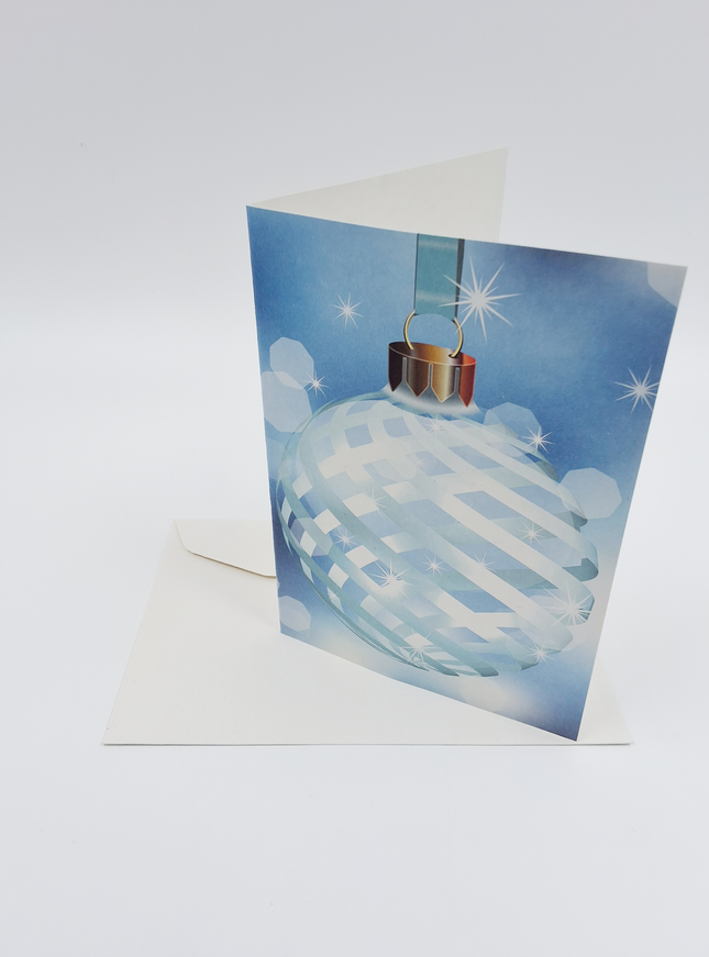 Wenskaart blauwe kerstbal (F13072)