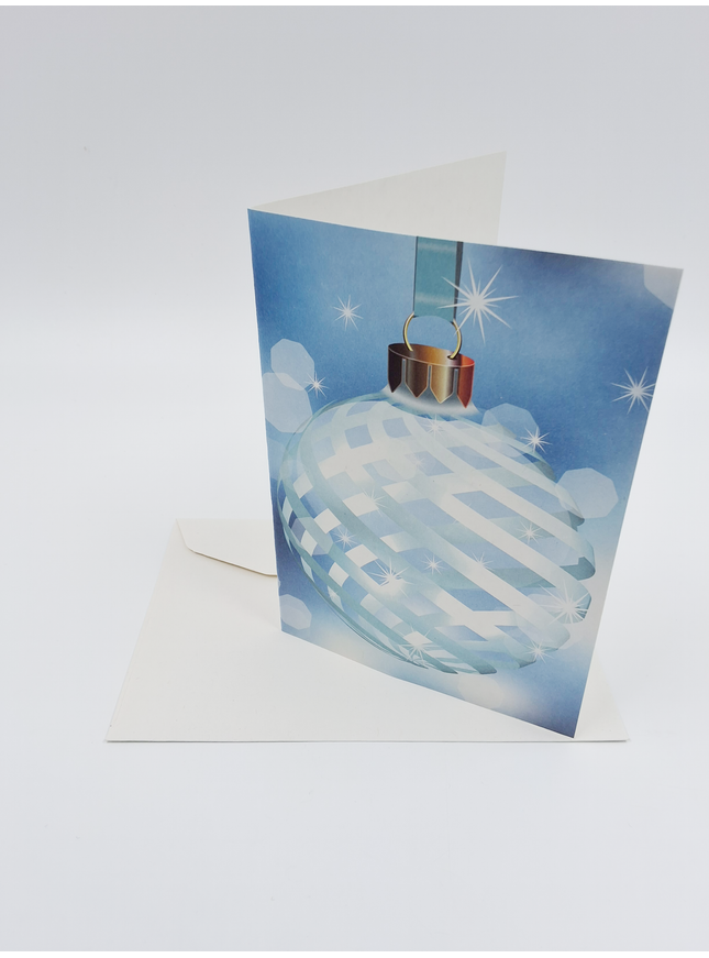 Wenskaart blauwe kerstbal (F13072)