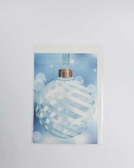 Greeting card blue Christmas ball