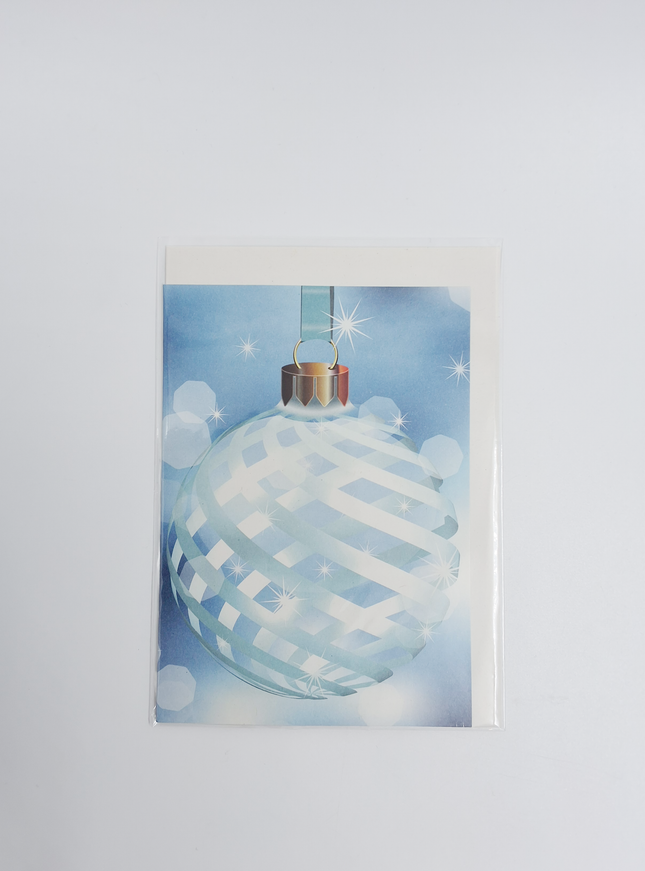 Wenskaart blauwe kerstbal (F13072)