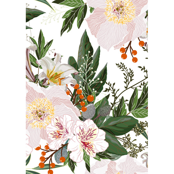 Wenskaart kerstbloemen wit (F13076)