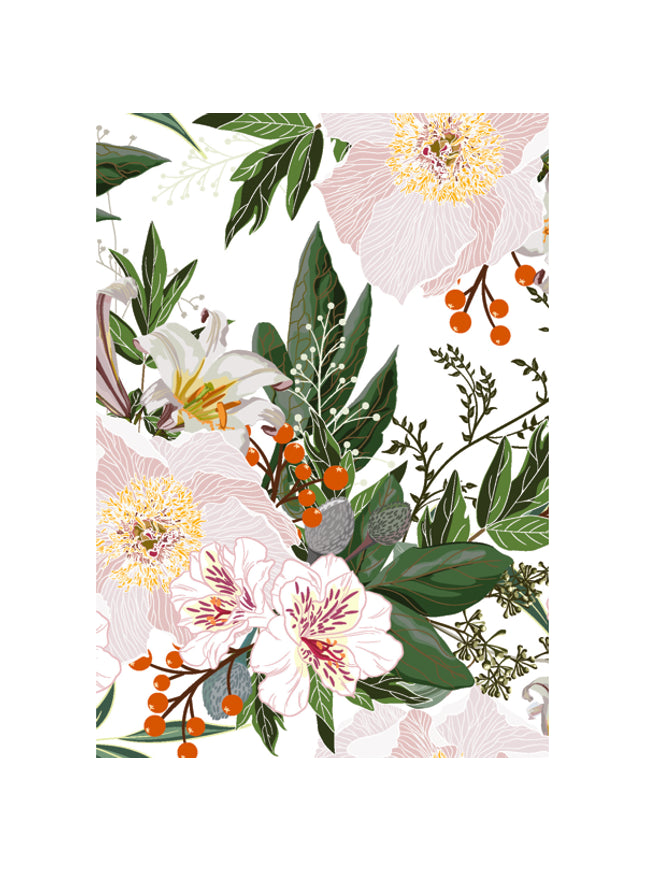 Wenskaart kerstbloemen wit (F13076)