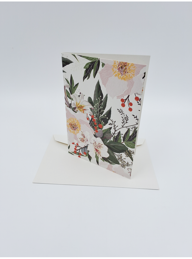 Wenskaart kerstbloemen wit (F13076)