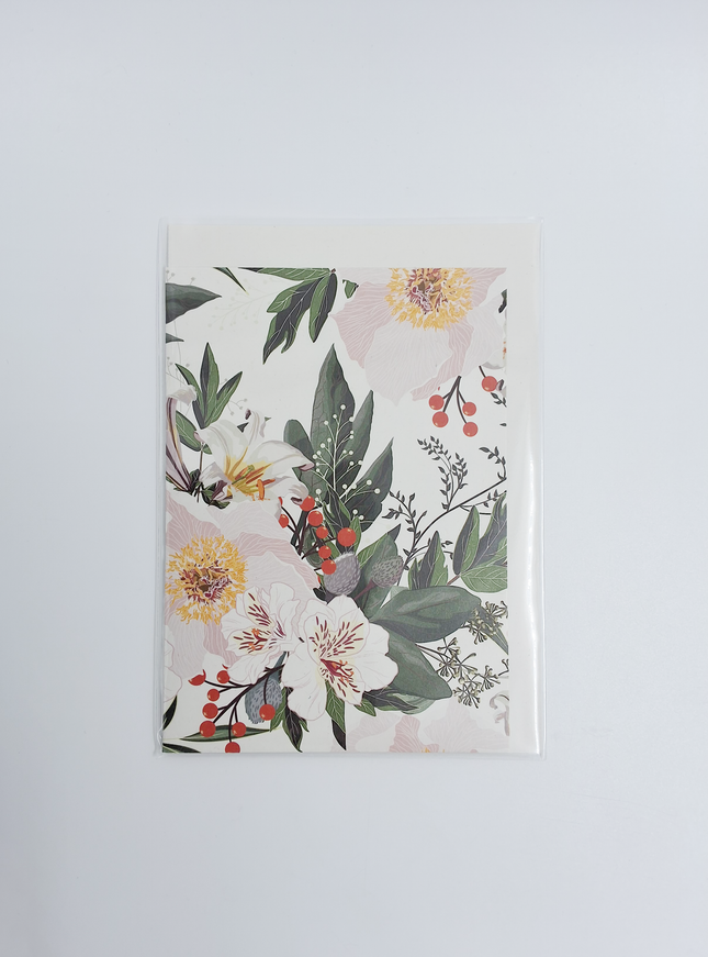 Wenskaart kerstbloemen wit (F13076)