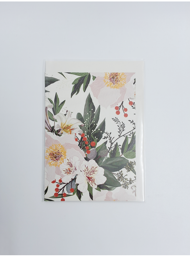 Wenskaart kerstbloemen wit (F13076)