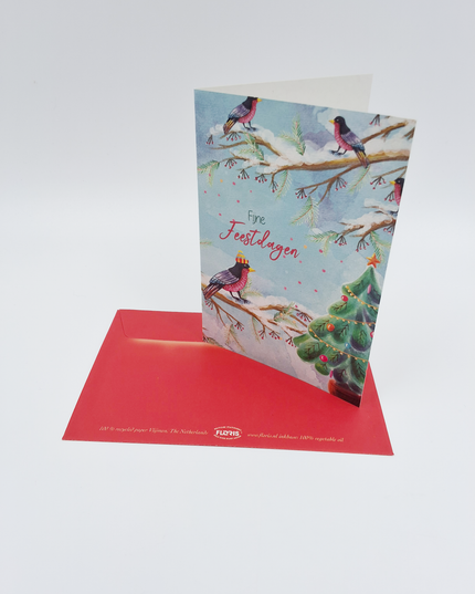 Wenskaart vogel met mutsje (F13080)