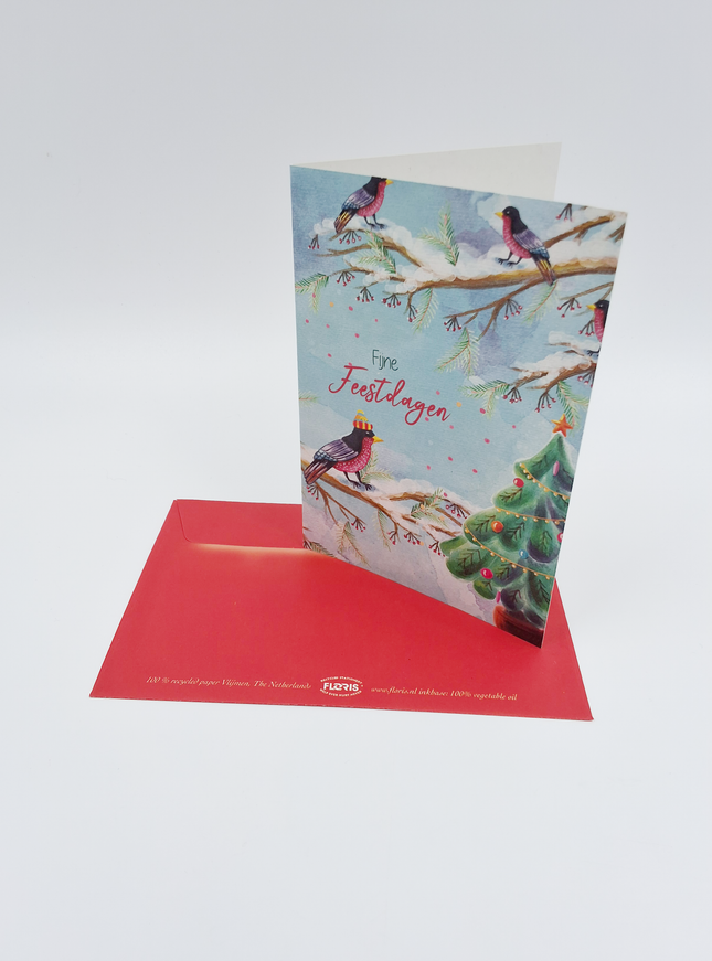 Wenskaart vogel met mutsje (F13080)