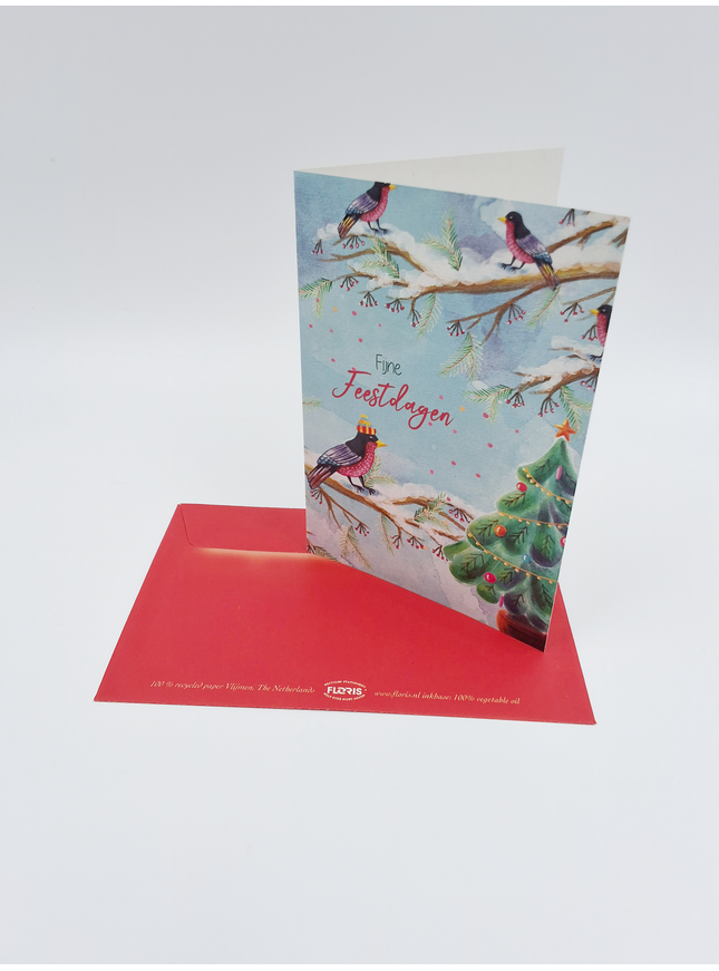 Wenskaart vogel met mutsje (F13080)
