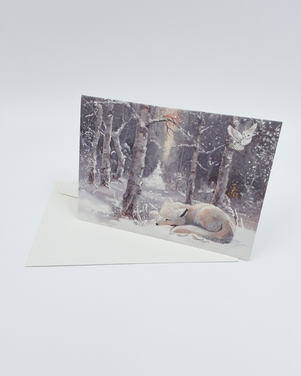 white fox greeting card