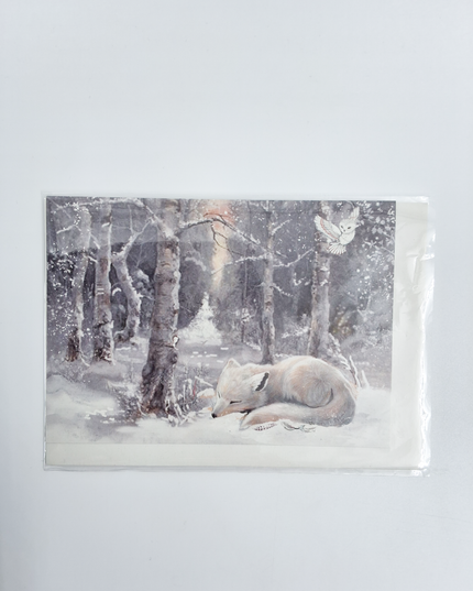 white fox greeting card