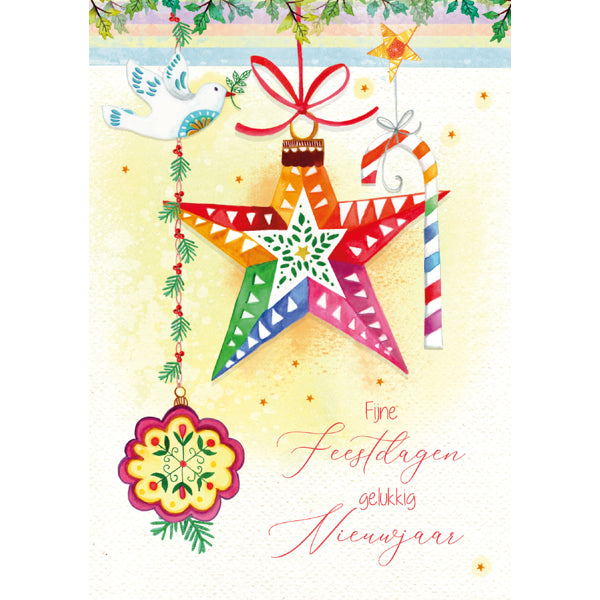 Wenskaart kerst ster (F13090)