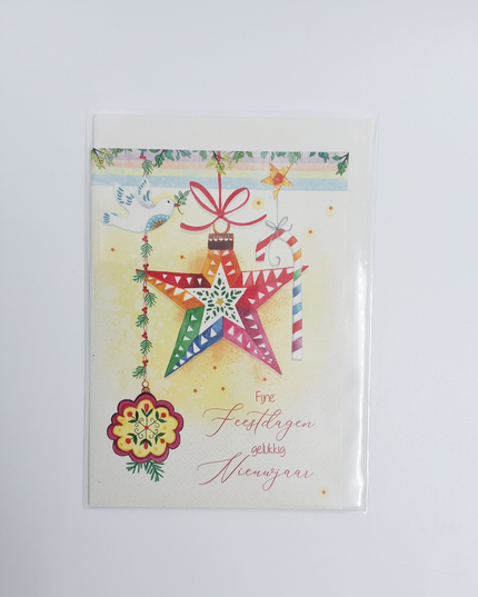 Wenskaart kerst ster (F13090)