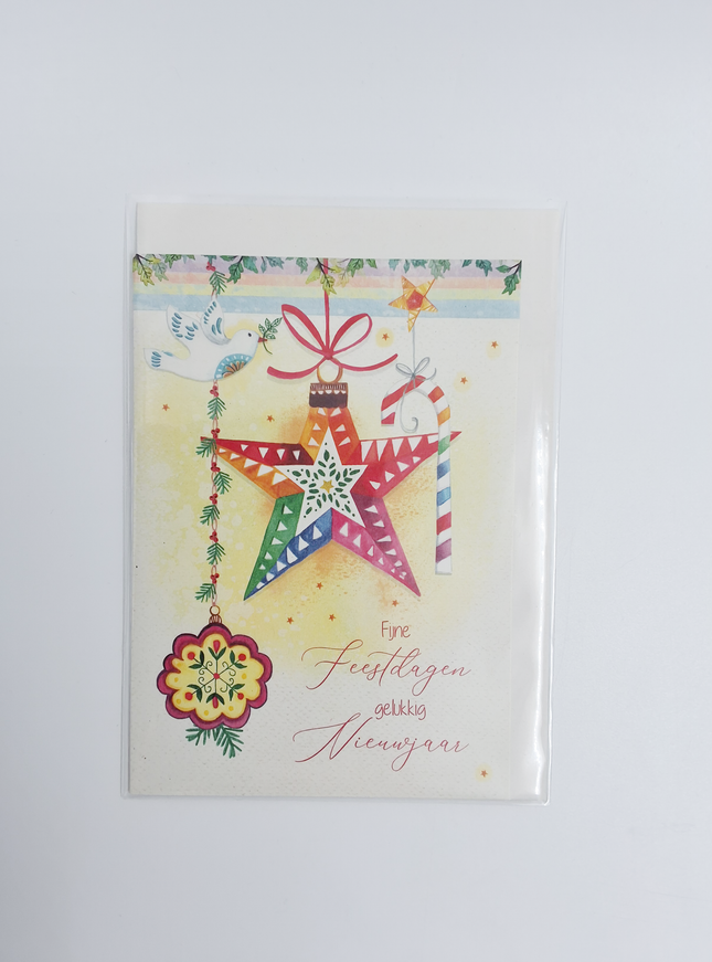 Wenskaart kerst ster (F13090)