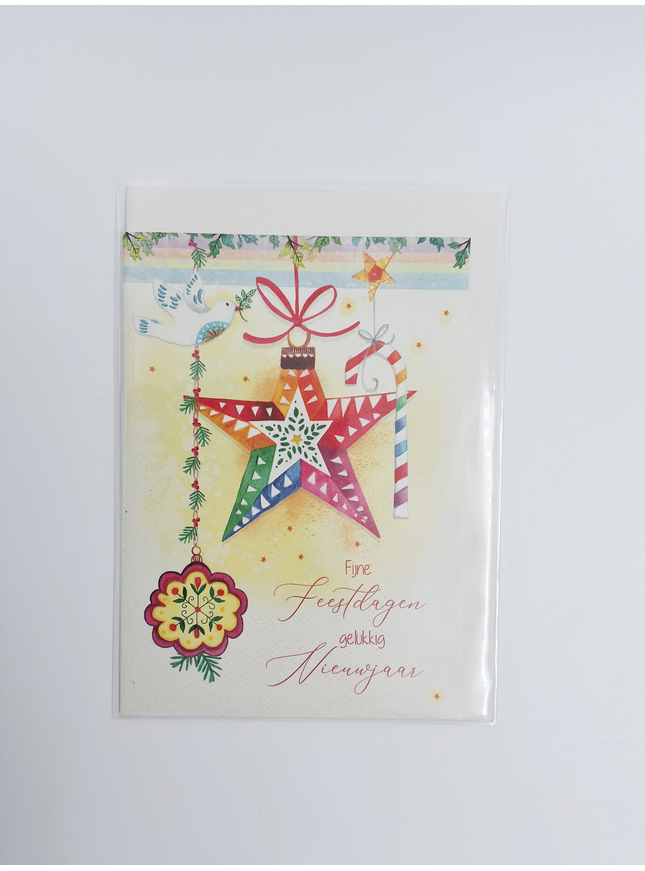 Wenskaart kerst ster (F13090)