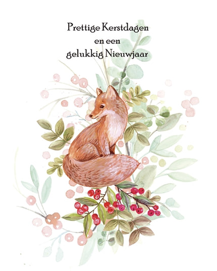 Wenskaart vos, prettige feestdagen (F13096)