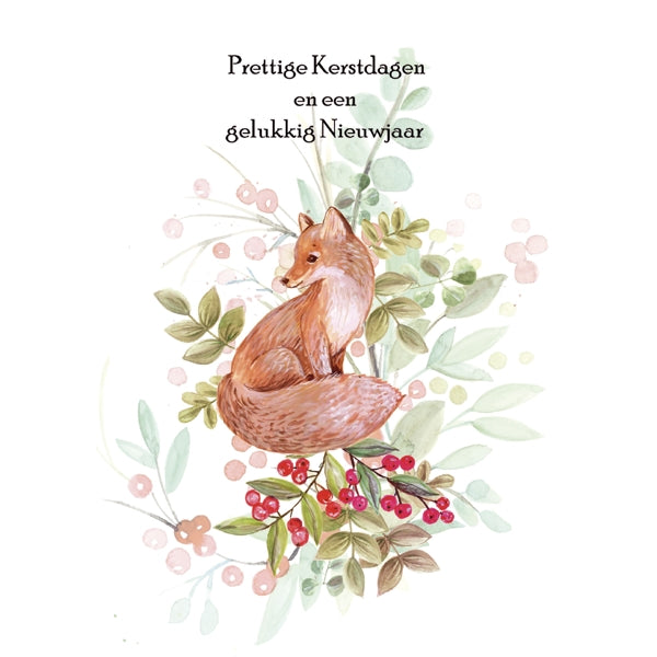 Wenskaart vos, prettige feestdagen (F13096)