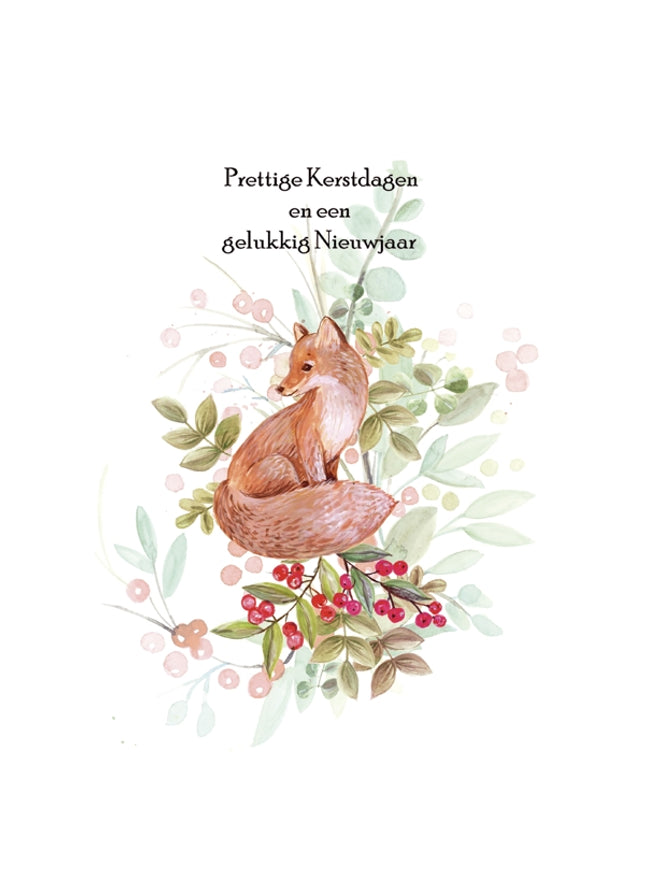 Wenskaart vos, prettige feestdagen (F13096)