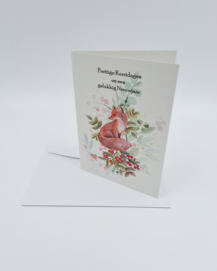 Wenskaart vos, prettige feestdagen (F13096)