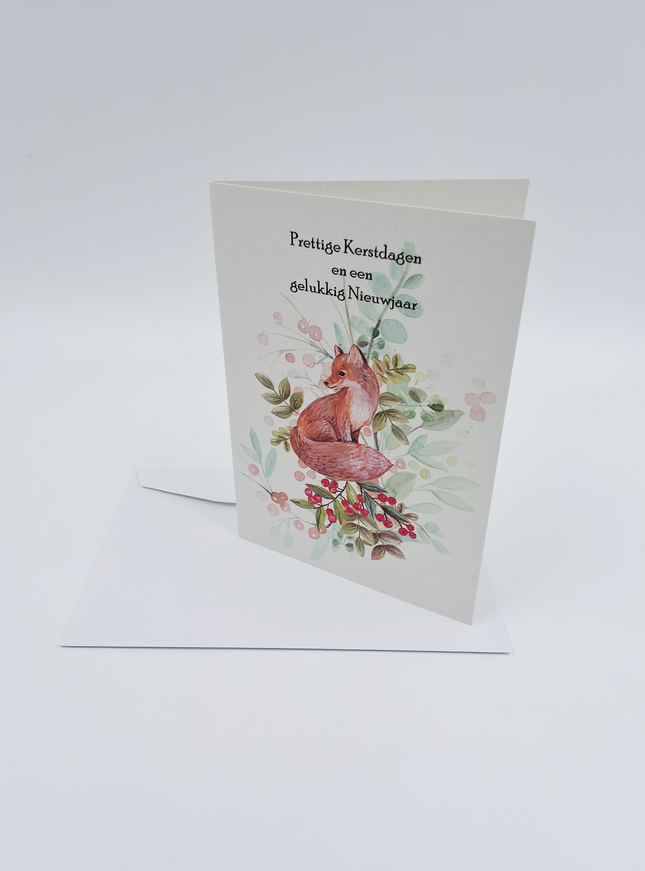 Wenskaart vos, prettige feestdagen (F13096)