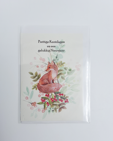 Wenskaart vos, prettige feestdagen (F13096)