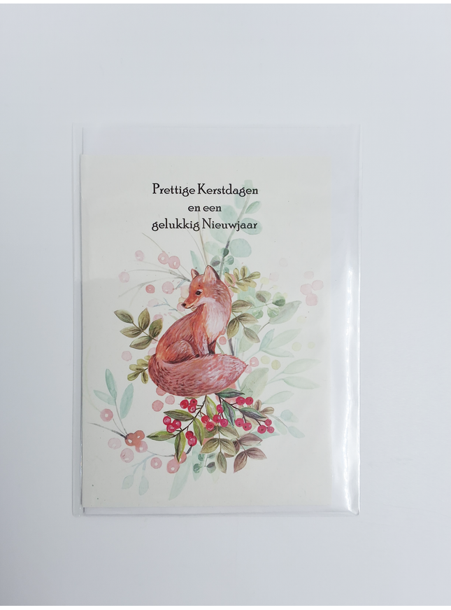Wenskaart vos, prettige feestdagen (F13096)