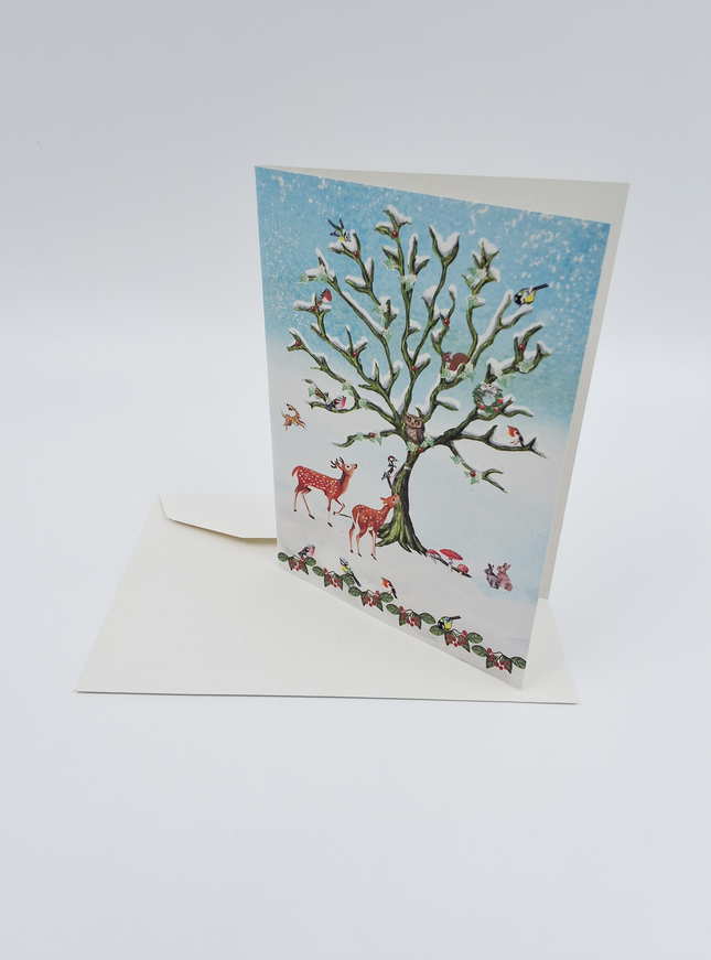 wenskaart vogels en herten (F13097)