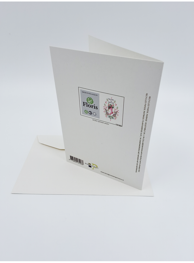 wenskaart gekleurde sok (F13103)