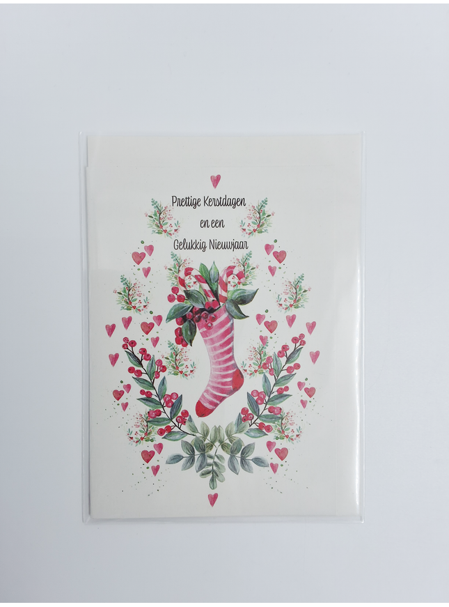 wenskaart gekleurde sok (F13103)
