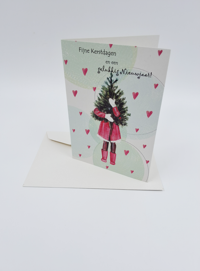 Wenskaart kerstboom, fijne feestdagen (F13104)
