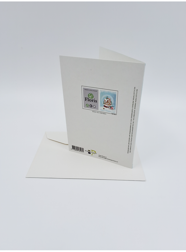 Maisons et cerfs sur les cartes de vœux