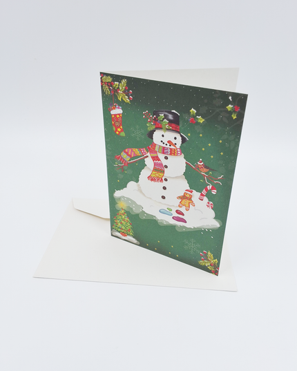 Wenskaart kerstman en pop (F13110)