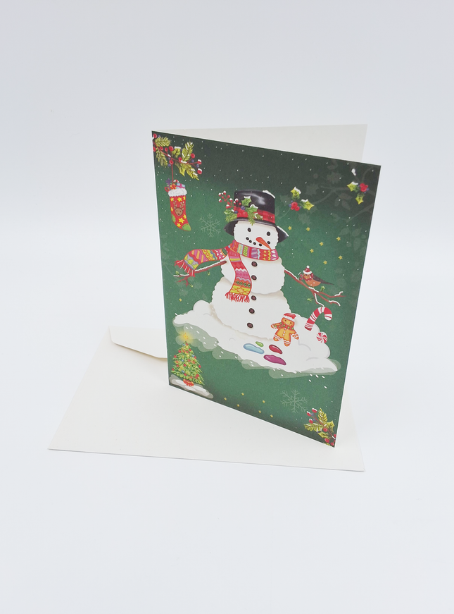 Wenskaart kerstman en pop (F13110)
