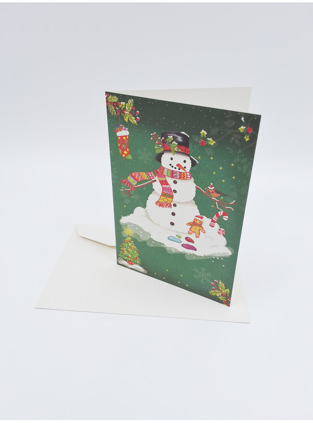 Wenskaart kerstman en pop (F13110)