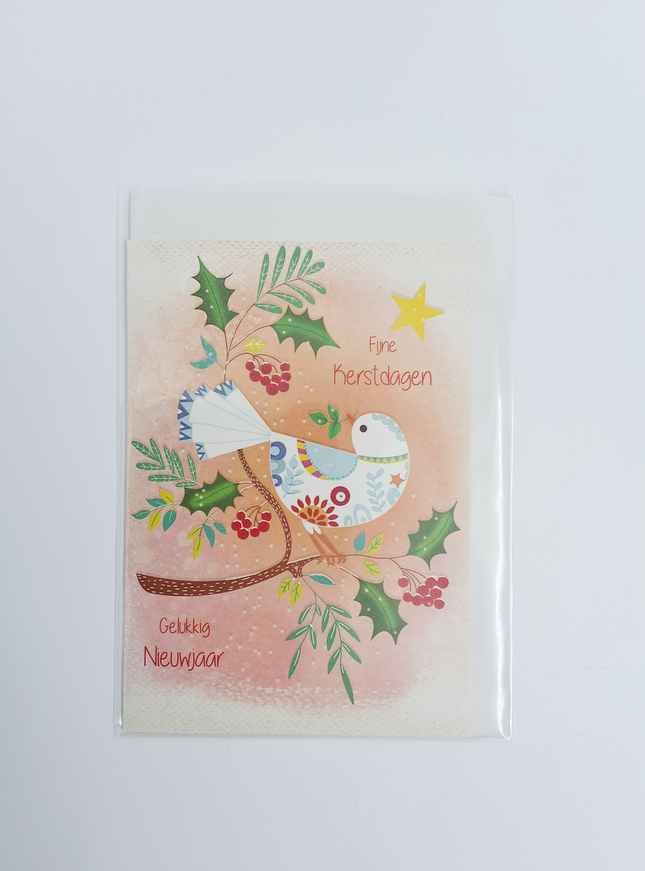 Kerstkaart duif Fijne Kerstdagen, Gelukkig Nieuwjaar (F13116)