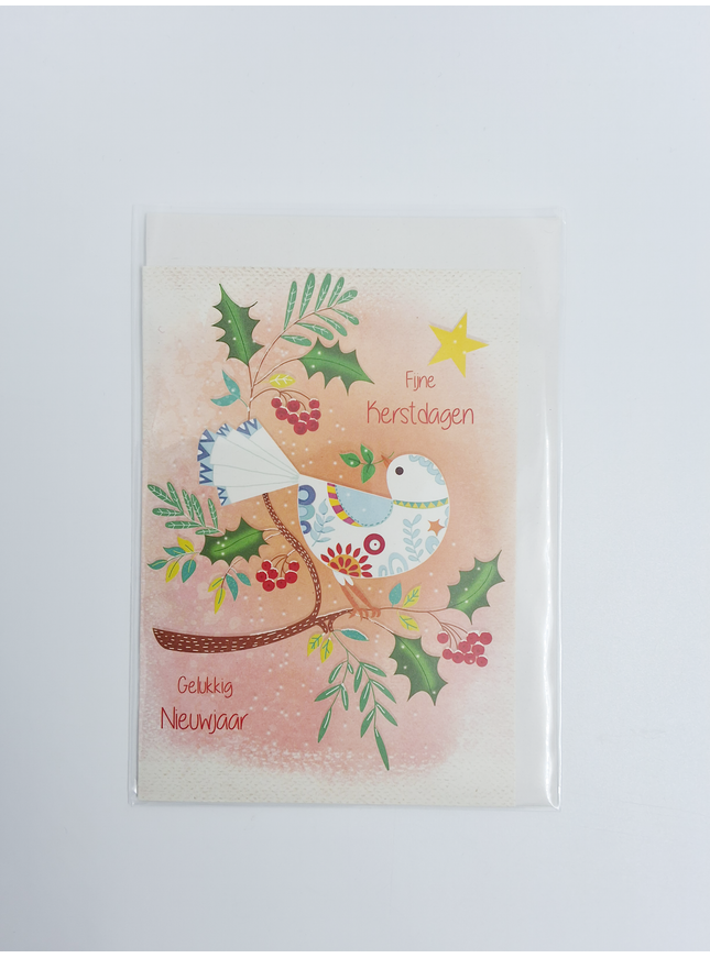 Kerstkaart duif Fijne Kerstdagen, Gelukkig Nieuwjaar (F13116)