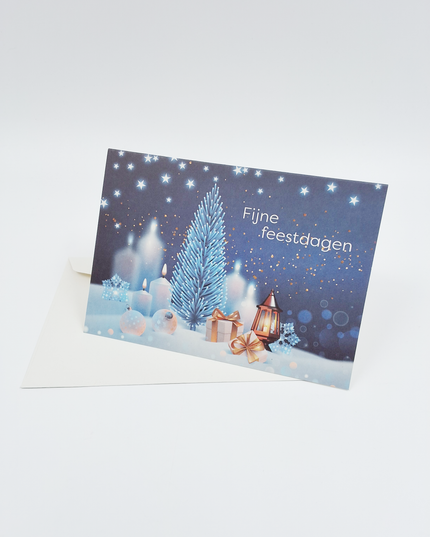 Wenskaart kerstboom en kaars (F13120)
