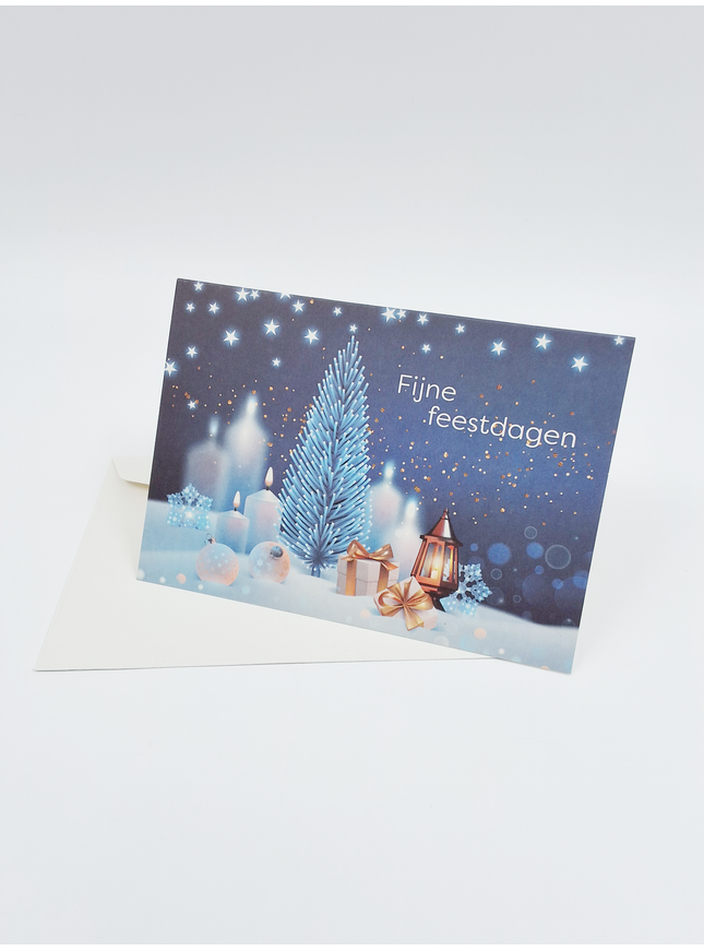 Wenskaart kerstboom en kaars (F13120)