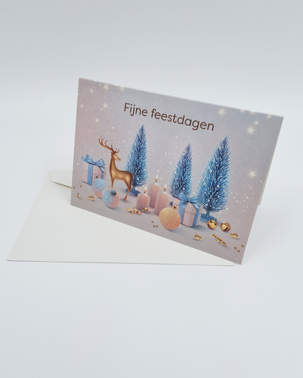 Wenskaart kerstboom en hertje (F13121)