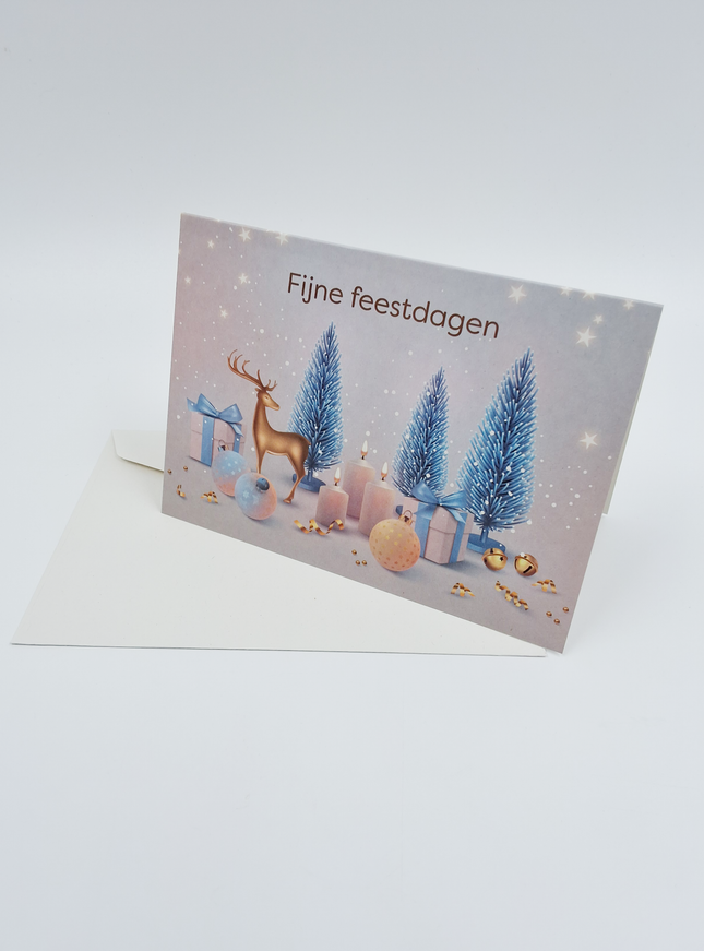 Wenskaart kerstboom en hertje (F13121)